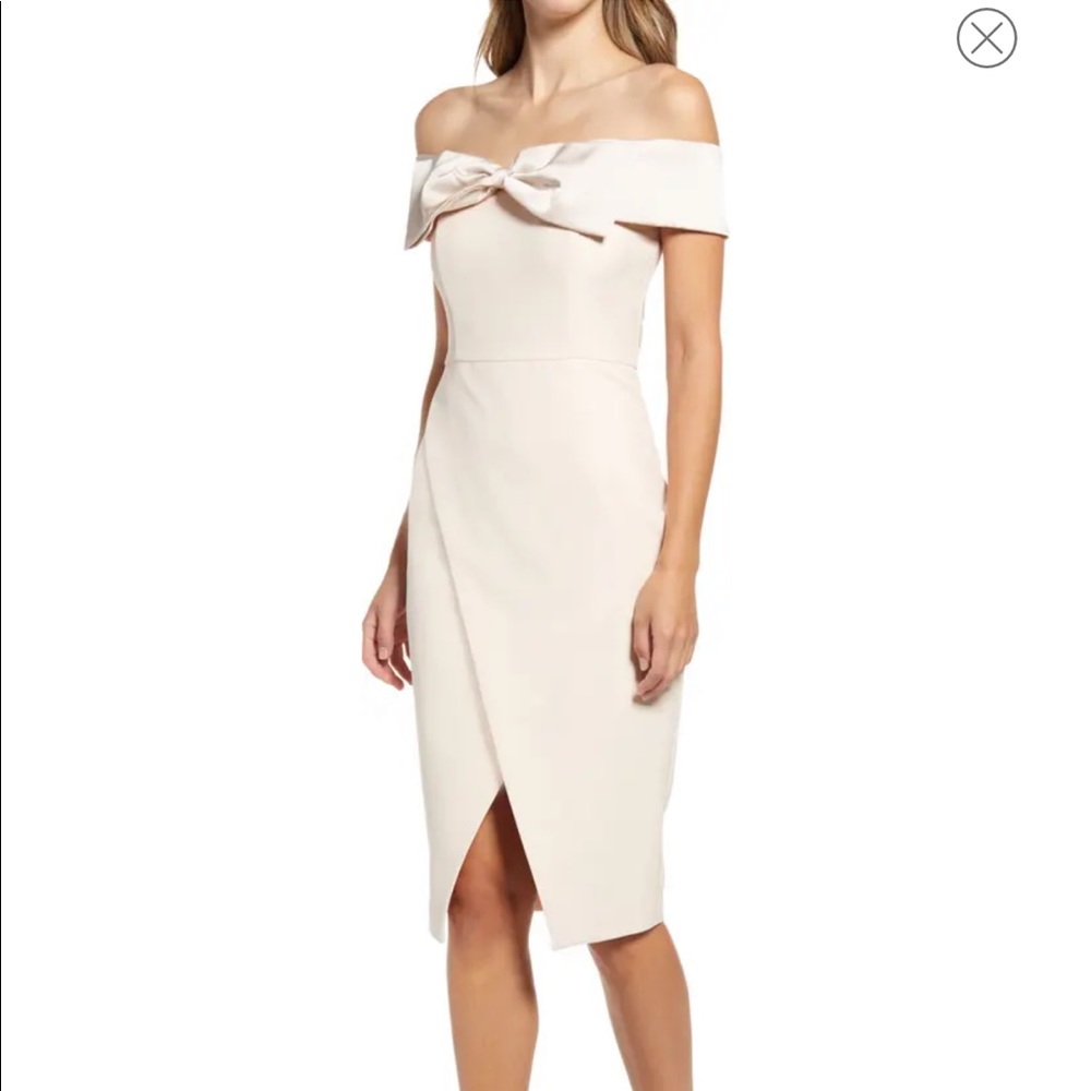 Lavish Alice Nude off the shoulder midi dress - Picture 1 of 8